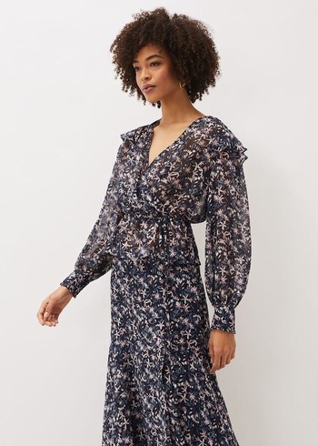 Phase Eight Lola Floral Co-Ord Shirts Navy/Pink Australia | FL7985304